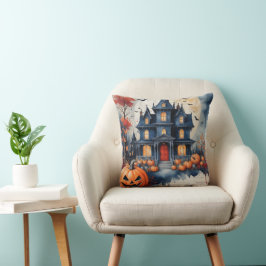 Spuk Haus unter Mondlicht: Halloween-Magie Kissen