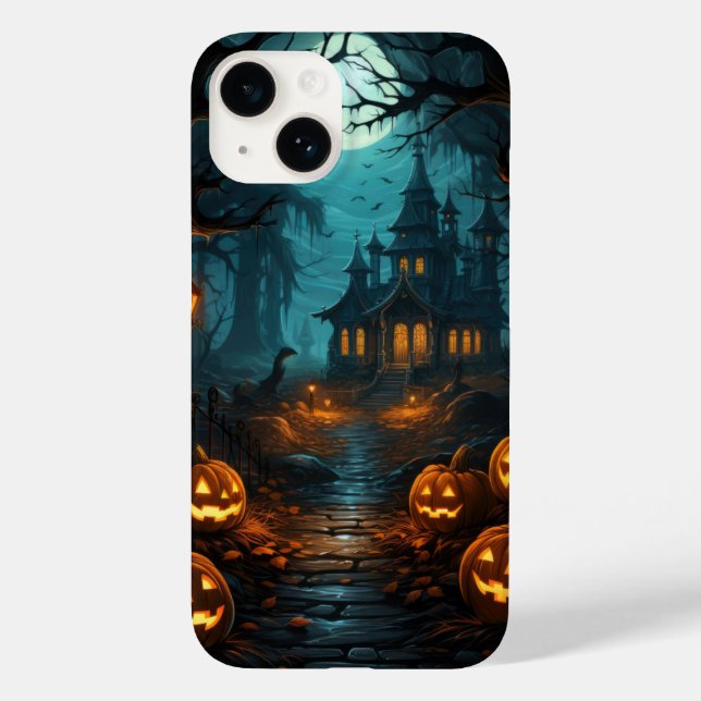 Spuk Haus unter Monlit Halloween Case-Mate iPhone 14 Hülle (Rückseite)
