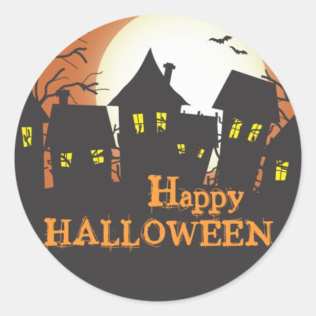 Spuk Häuser glückliches Halloween Runder Aufkleber (Vorderseite)