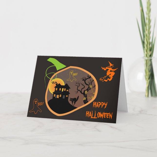 Spuk HausHalloween-Grußkarte Karte (Vorderseite)