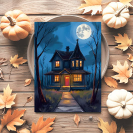 Spuk HausHalloween handbemalt Feiertagspostkarte