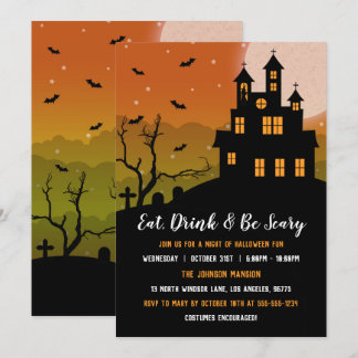 Spuk Herrenhaus Eat Drink & Be Beängstigend Hallow Einladung
