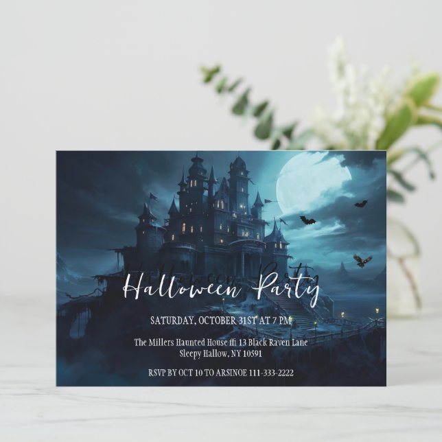 Spuk Hill Halloween-Party Einladung (Stehend Vorderseite)
