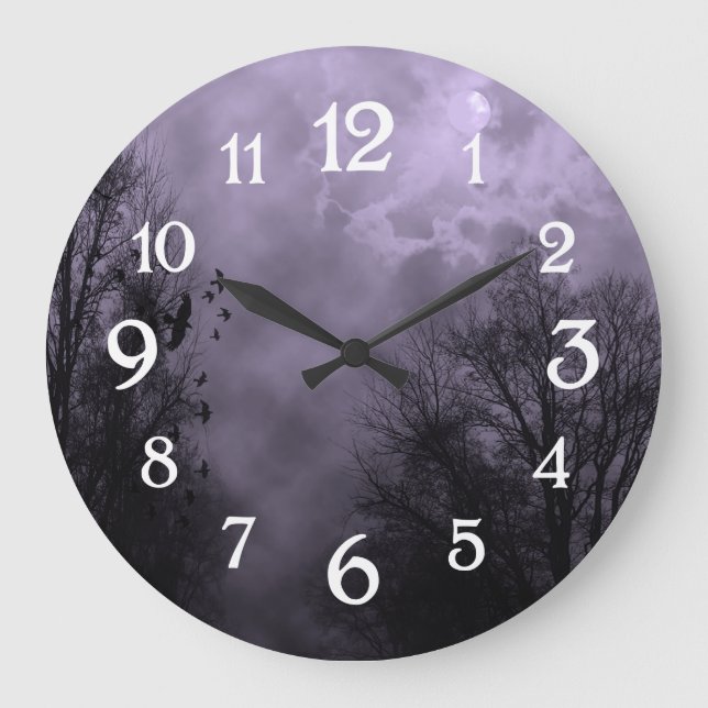 Spuk Himmel Lila Nebeldecke Große Wanduhr (Vorderseite)