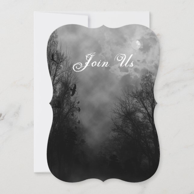 Spuk Himmel mit Raven Custom Halloween Einladung (Vorderseite)