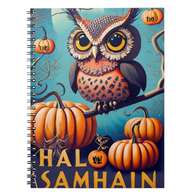 Spuk Hoots Owl und KürbisHalloween Notizblock (Vorderseite)