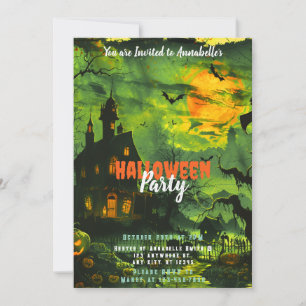 Spuk House Full Moon Pumpkins Halloween-Party Einladung