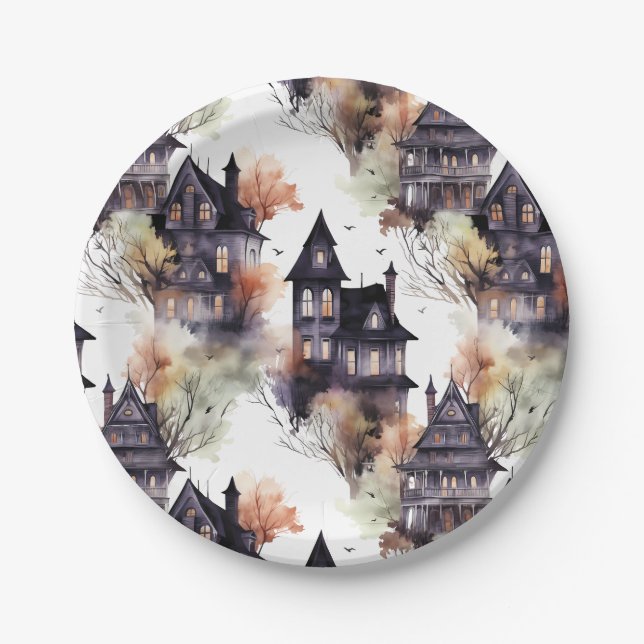 Spuk House Halloween Pappteller (Vorderseite)