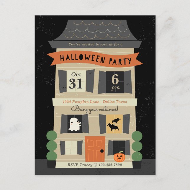 Spuk House Halloween-Party Einladung (Vorderseite)