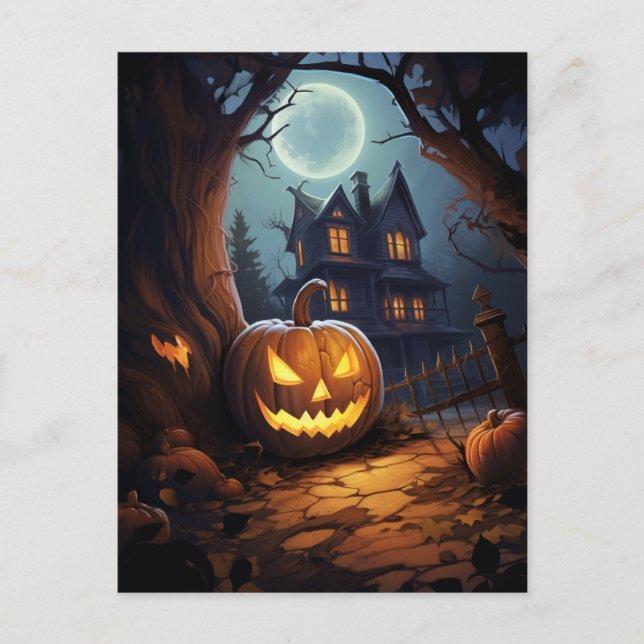 Spuk House Halloween Postkarte (Vorderseite)