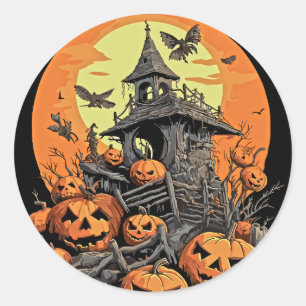 Spuk House Halloween Pumpkin-Patch Runder Aufkleber