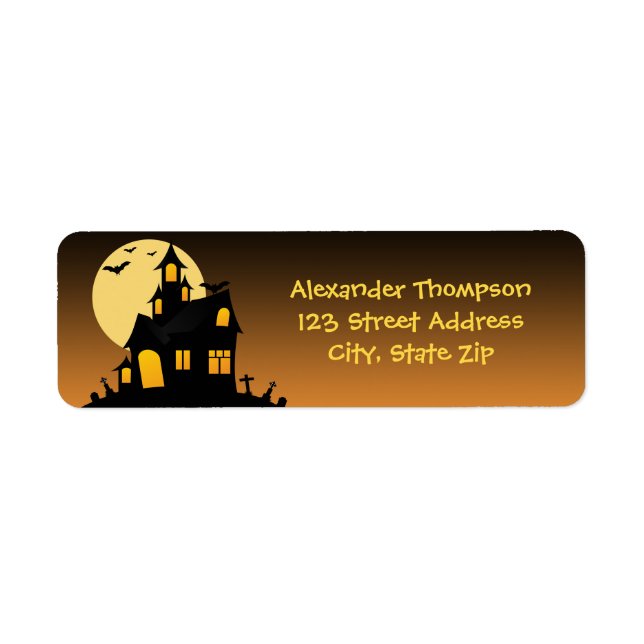 Spuk House Halloween Rücksendeadressen-Aufkleber (Vorne)