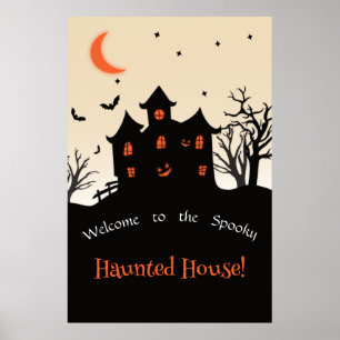 Spuk House Halloween Silhouet Foam Boards Poster