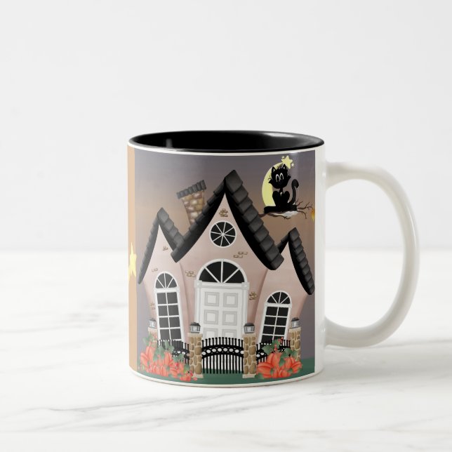Spuk House Halloween Zweifarbige Tasse (Rechts)