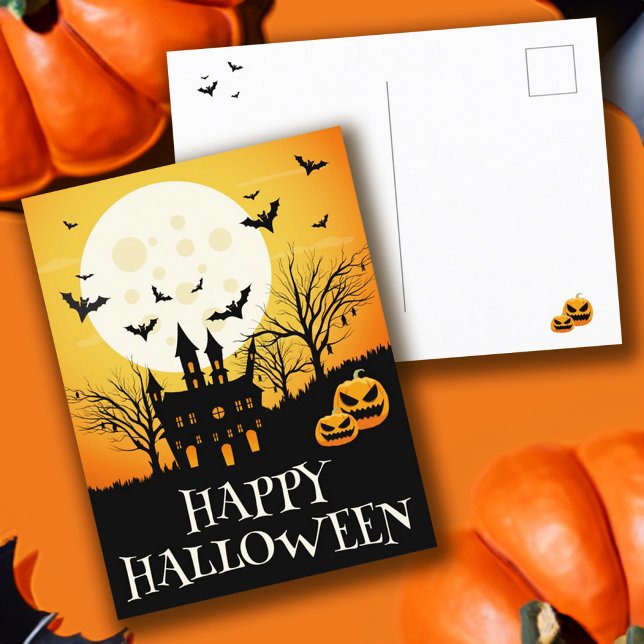 Spuk House Happy Halloween Postkarte (Haunted House Happy Halloween Postcard)