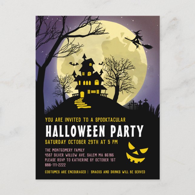 Spuk House Kids Halloween-Party Einladung Postkarte (Vorderseite)