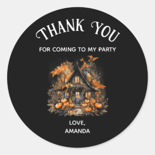 Spuk House mit Pumpkins Halloween-Party Danke Runder Aufkleber