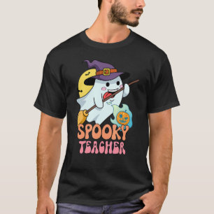Spuk House Moon Night Groovy Spooky Lehrer T-Shirt