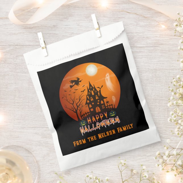 Spuk House Orange und Black Happy Halloween Geschenktütchen (Ausgeschnitten)