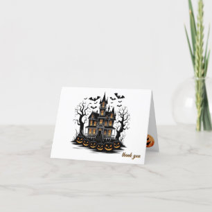 Spuk House Pumpkin Bats Halloween Kinderdusche Dankeskarte
