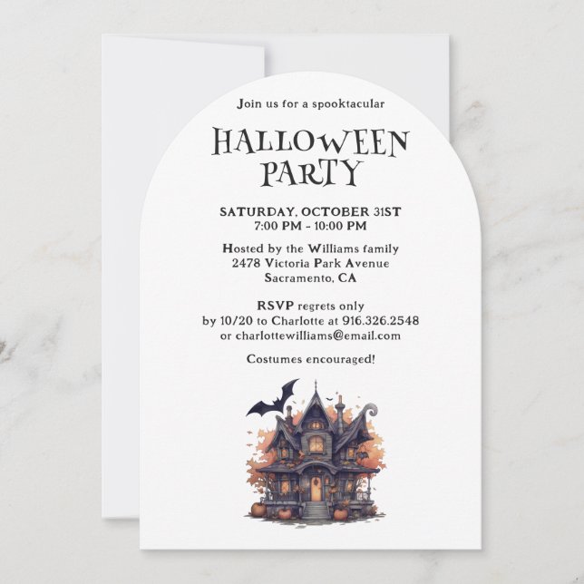 Spuk House Pumpkin Halloween-Party Einladung (Vorderseite)