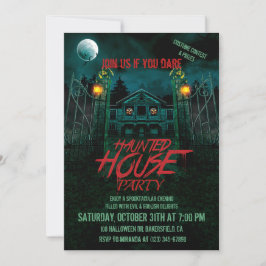 Spuk House Pumpkins Moon Bats Halloween-Party I Einladung