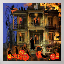 Spuk House Spooky Charaktere Halloween Nite Poster