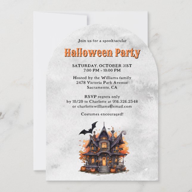 Spuk House Spooky Pumpkin Halloween-Party Einladung (Vorderseite)