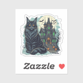 Spuk House Watcher - Maine Coon Halloween Aufkleber