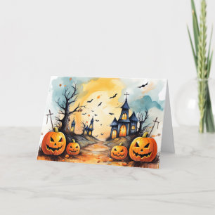 Spuk kirchlicher Jack O’Lanterns Ghost Halloween Feiertagskarte