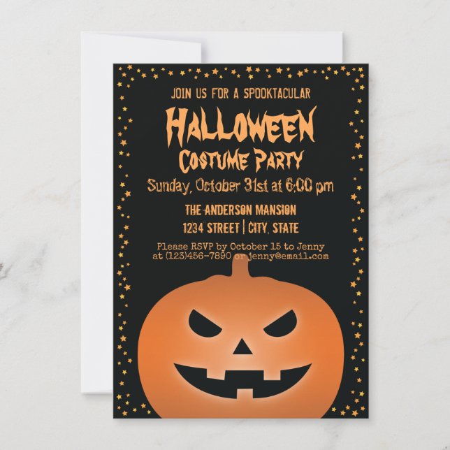 Spuk Kürbislaterne Pumpkin Halloween-Party Einladung (Vorderseite)