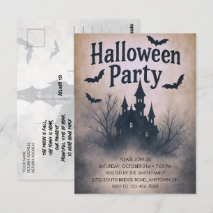 Spuk Manor Halloween-Party Einladung Postkarte