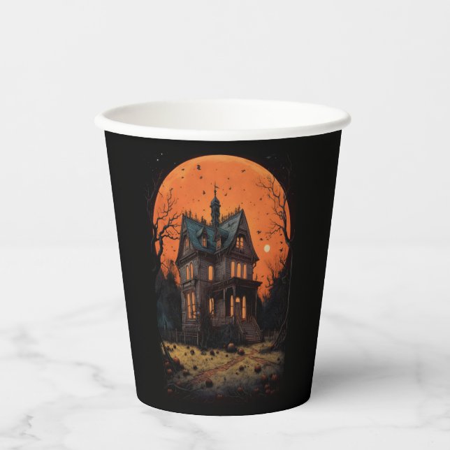 Spuk Mansion Adult Halloween-Party Pappbecher (Vorderseite)