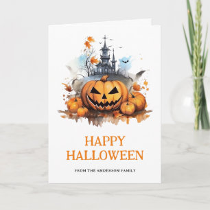Spuk Mansion Bats Pumpkins Foto Halloween Karte