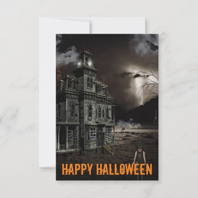 Spuk Mansion Creepy Halloween individuell anpassba Dankeskarte (Vorderseite)
