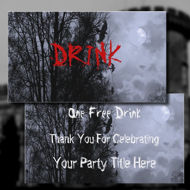 Spuk Mond mit Ravens Blue Mist Drink Ticket (Von Creator hochgeladen)