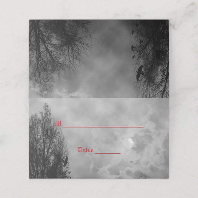 Spuk Moon Sky mit Ravens-Platzkarten Platzkarte (Außenseite Aufgefaltet)