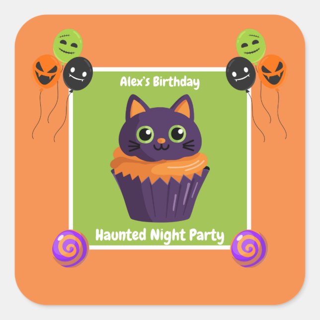 Spuk Nacht Party Geburtstag - Halloween Quadratischer Aufkleber (Vorderseite)