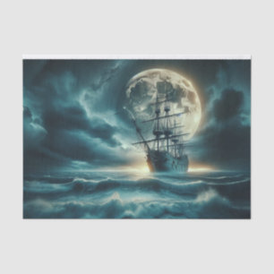 Spuk Piratenschiff Moonlit Stormy Seas Decoupage Seidenpapier