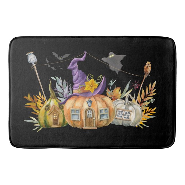 Spuk Pumpkin House mit Ghost & Bats Badematte (Vorderseite)