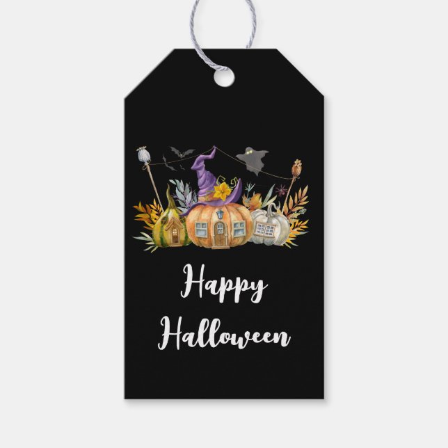 Spuk Pumpkin House mit Ghost & Bats Geschenkanhänger (Vorderseite)