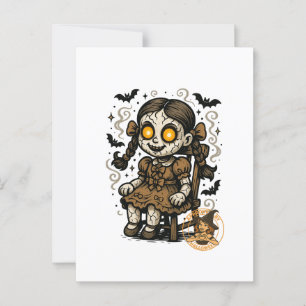 Spuk Puppe - Halloween-Cartoon Postkarte