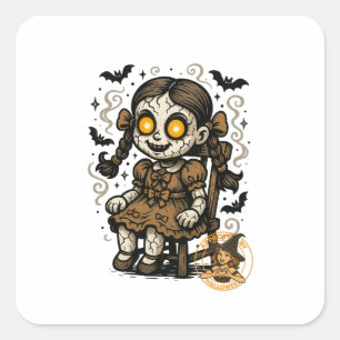 Spuk Puppe - Halloween-Cartoon Quadratischer Aufkleber