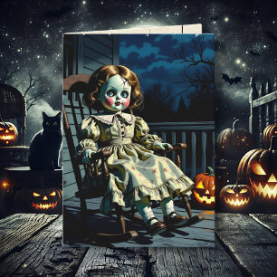 Spuk Puppe und Halloween Pumpkin Karte
