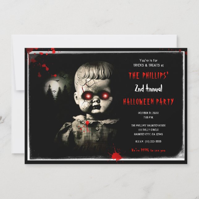 Spuk Puppenkloster Halloween-Kostüm-Party Einladung (Vorderseite)