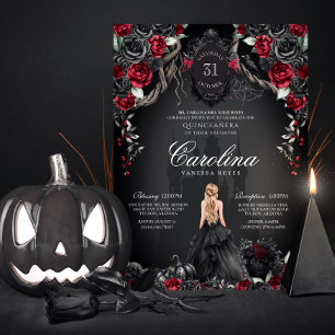 Spuk Quinceanera, rot und schwarz-gotisch Einladung