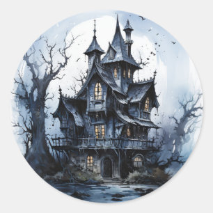 Spuk Schloss Halloween Runder Aufkleber