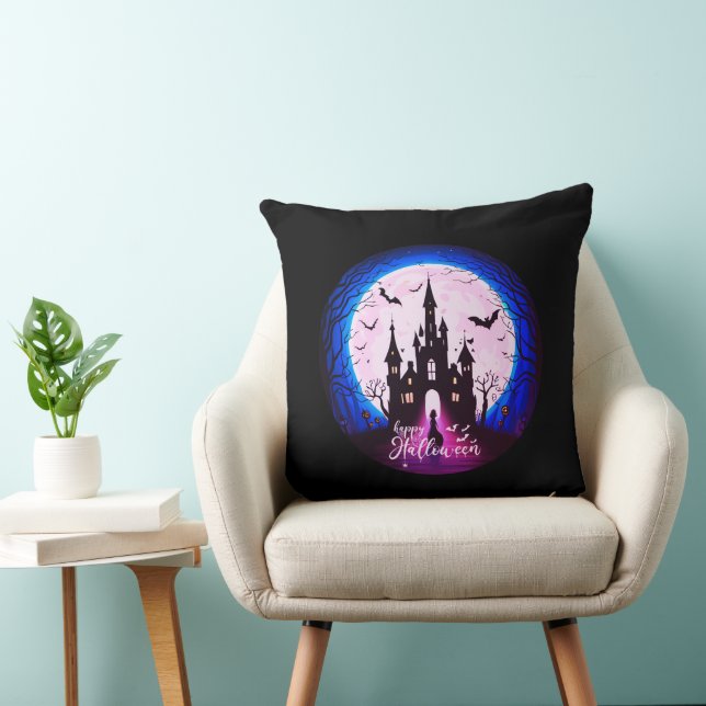Spuk Schloss Happy Halloween Creepy Kissen (Stuhl )