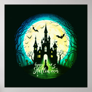 Spuk Schloss Happy Halloween Creepy Poster