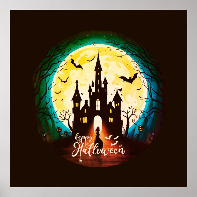 Spuk Schloss Happy Halloween Creepy Poster (Vorne)